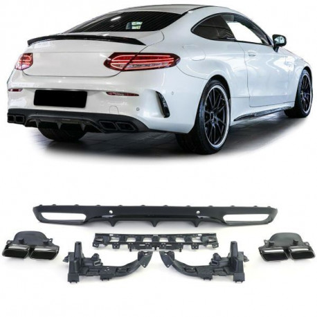 Body kit i vizualni dodaci Sportski stražnji difuzor crna završna cijev za Mercedes C C205 Coupe 15-18 | race-shop.hr