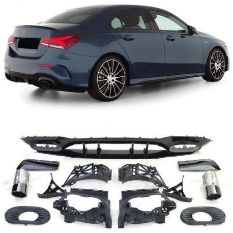 Body kit i vizualni dodaci Sportski stražnji difuzor sjaj crna završna cijev za Mercedes A V177 sedan | race-shop.hr