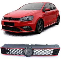 Sportska rešetka crni sjaj Crvena za VW Polo 5 6R 6C 09-17 također GTI