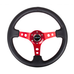 Sportski volan s 3 kraka NRG, 350mm, koža, 75mm uvlačenje, crna/crvena