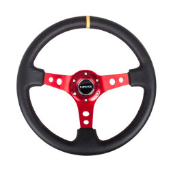 Sportski volan s 3 kraka NRG, 350mm, koža, 75mm uvlačenje, crna/crvena/žuta