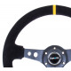 Volani Sportski volan s 3 kraka NRG, 350mm, brušena koža, bušeni kraci, 75mm uvlačenje, crna/žuta | race-shop.hr