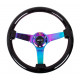 Sportski volan s 3 kraka NRG, 350mm, drvo, 75mm uvlačenje, crna/neon/braon