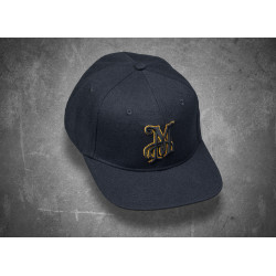 Meguiars "M" šilterica logo - crna kapa s izvezenim zlatno-crnim 3D logotipom "M"