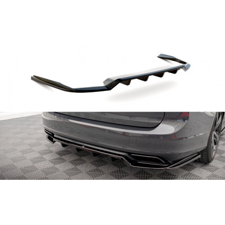 Body kit i vizualni dodaci MAXTON DESIGN središnji stražnji difuzor za Volvo V90 R-Design Mk2 (s vertikalnim prugama), sjajna crna | race-shop.hr