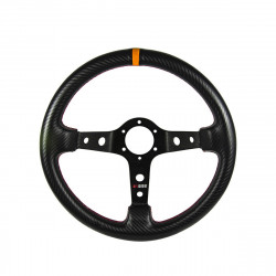Sportski volan s 3 kraka RRS Carbon 90, 350mm, karbon, debljina 37/29mm, 90mm uvlačenje, karbon/crna/narančasta