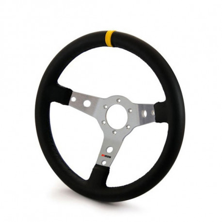 Volani Sportski volan s 3 kraka RRS Monte Carlo F65, 350mm, koža, 65mm uvlačenje, crna/srebrna/žuta | race-shop.hr