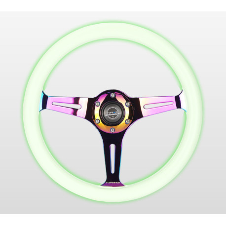 Volani Sportski volan s 3 kraka NRG Classic NEO/Glow, 350mm, drvo, 38mm uvlačenje, zelena/neon | race-shop.hr