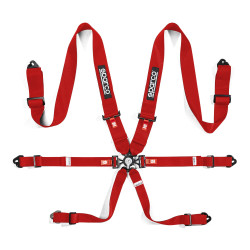 FIA 6 točkasti sportski sigurnosni pojasevi SPARCO COMPETITION H-3 STEEL 3" (76mm), crvena