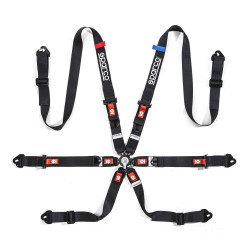 FIA 6 točkasti sportski sigurnosni pojasevi SPARCO COMPETITION H-2 PU 2" (50mm), crna