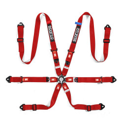 FIA 6 točkasti sportski sigurnosni pojasevi SPARCO COMPETITION H-2 PU 2" (50mm), crvena