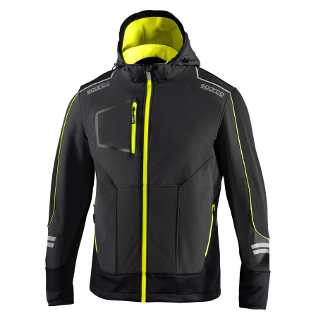 Dukserice i jakne SPARCO muška jakna s kapuljačom Technical SOFT-SHELL - sivo/žuta | race-shop.hr