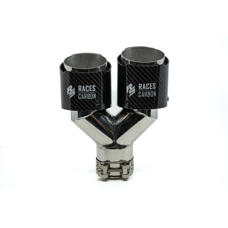 S dva izlaza Ispušni kraj RACES CARBON 2x101mm, ulaz 63.5mm - Burnt | race-shop.hr