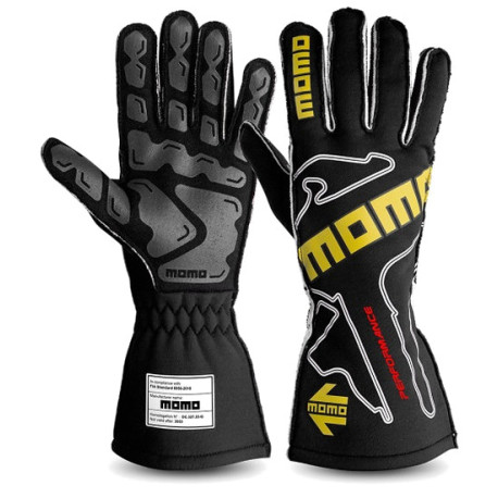 Rukavice FIA trkaće rukavice MOMO PERFORMANCE (vanjsko šivanje), crna | race-shop.hr