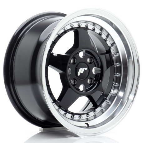 Alu Felge Felga Japan Racing JR6 15x8 ET25 4x100 Gloss Black w/Machined Lip | race-shop.hr