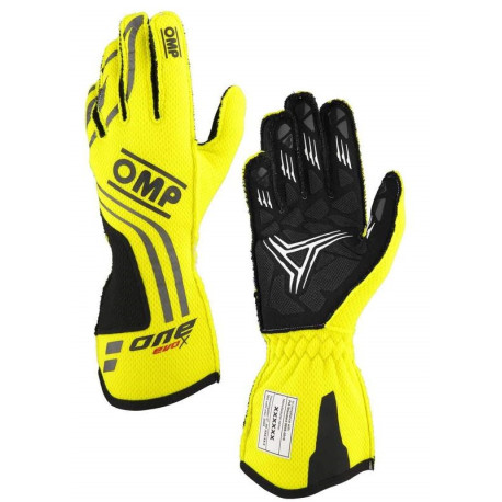 Rukavice FIA trkaće rukavice OMP ONE EVO X (vanjsko šivanje), fluo žuta | race-shop.hr