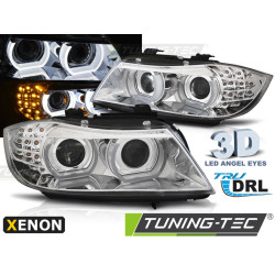 XENON FAROVI ANGEL EYES LED DRL KROM za BMW E90/E91 09-11