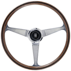 Sportski volan s 3 kraka Nardi Anni 60, 380mm, drvo, 45mm uvlačenje, braon/kromirana