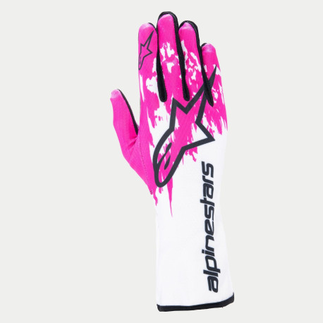 Rukavice Trkaće rukavice Alpinestars Tech-1 K V3 sa FIA, White/Fuchsia/Black | race-shop.hr