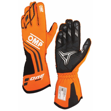 Rukavice FIA trkaće rukavice OMP ONE EVO X (vanjsko šivanje), crna/narančasta | race-shop.hr