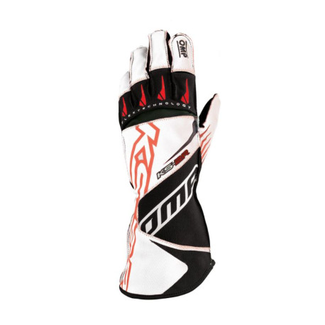 Rukavice Karting rukavice OMP KS-2R (vanjsko šivanje), bijela/crna/crvena | race-shop.hr