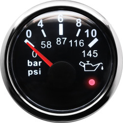 Mjerač RACES Marine - Tlak ulja (0-10 bara) s upozorenjem