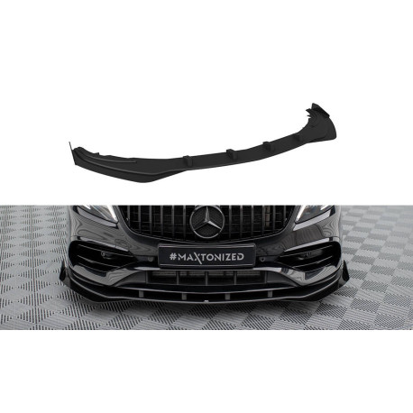 Body kit i vizualni dodaci Prednji lip Mercedes-Benz A AMG-Line W176 Facelift (Black + Gloss Flaps) | race-shop.hr