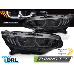 LED PREDNJI FAROVI BLACK DRL SEQ za HONDA CIVIC X 16-21