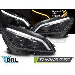 PREDNJI FAROVI LED SJAJNA CRNA SEQ DRLza MERCEDES W204 11-14