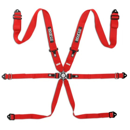 Sigurnosni pojasevi i dodaci FIA 6 point safety belts SPARCO COMPETITION H-3 PD STEEL my2026, red | race-shop.hr