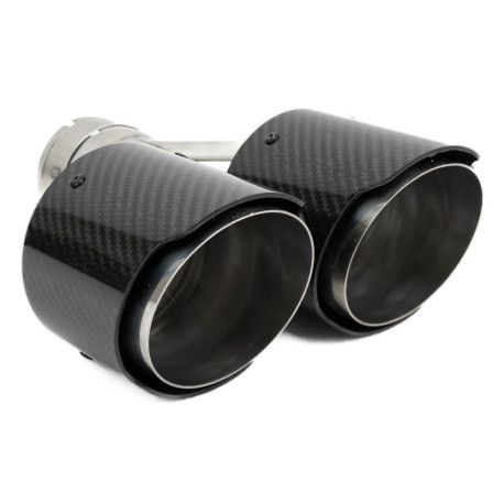 S dva izlaza Ispušni kraj RACES CARBON 2x101mm, ulaz 63.5mm - Sjajna | race-shop.hr