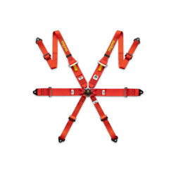 MOMO PRO DRIVER FIA 6P 2”/3” FHR racing safety harnesses, red