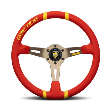 Volani 3 spokes steering wheel MOMO DRIFTING 350mm, red microfibre | race-shop.hr