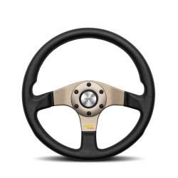 Sportski volan s 3 kraka MOMO TUNER, 320mm, koža, 40mm uvlačenje, crna/siva