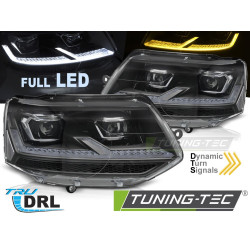 PREDNJI FAROVI FULL LED CRNI KROM SEQ DRL ZA VW T5.1 10-15
