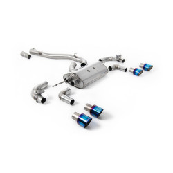 Milltek Cat-back exhaust (louder) valved for Volkswagen Golf Mk7.5 R 2.0 TSI 300PS (GPF) 2019-2022 - Quad burnt titanium tips