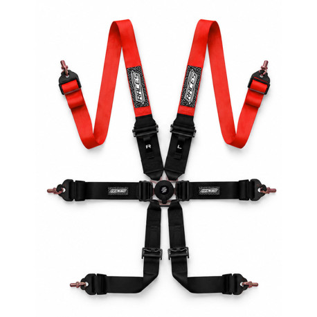 Sigurnosni pojasevi i dodaci FIA 6 točkasti sportski sigurnosni pojasevi RACES EVO za HANS 2"/3" (50/76mm), crvena/crna | race-shop.hr