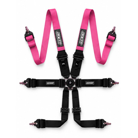Sigurnosni pojasevi i dodaci FIA 6 point sport safety belts RACES EVO HANS 3" (76mm) - PINK/BLACK | race-shop.hr