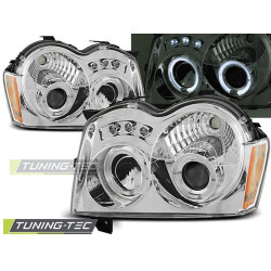 Farovi CHRYSLER JEEP GRAND CHEROKEE 05-08 angel eyes krom