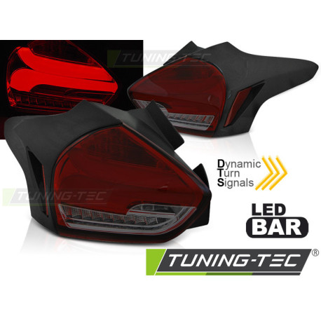 Farovi i rasvjeta TUNING-TEC LED stražnja svjetla (SEQ) za FORD FOCUS 3 15-18 HATCHBACK, crveno-dimljena, V1 | race-shop.hr