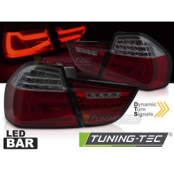 TUNING-TEC LED stražnja svjetla (LED Bar, SEQ) za BMW E90 09-11, crveno-dimljena
