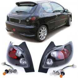 RACES stražnja svjetla za Peugeot 206 hatchback 3D/5D 98-09, prozirna, crna OŠTEĆENO