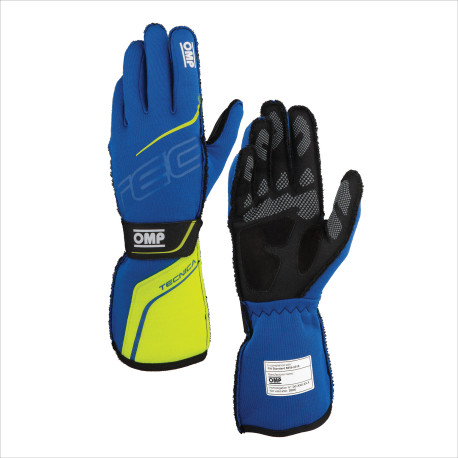Rukavice FIA trkaće rukavice OMP TECNICA (vanjsko šivanje), plava/žuta | race-shop.hr