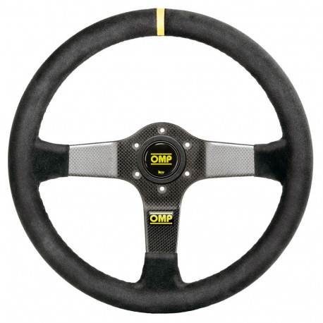 Volani Sportski volan s 3 kraka OMP Carbon D, 350mm, brušena koža, 95mm uvlačenje, crna/žuta/karbon | race-shop.hr