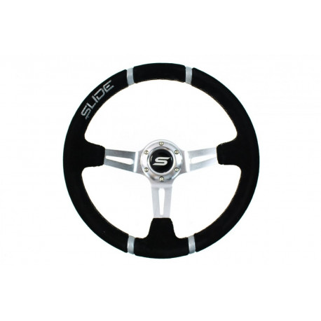 Volani Volan sa 3 kraka SLIDE 4 , 350mm, brušena koža (antilop), 90mm uvlačenje | race-shop.hr