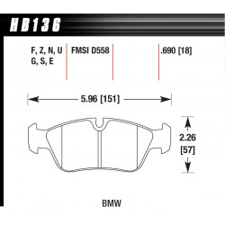 Prednje Kočione pločice Hawk HB136G.690, Race, min-maks 90°C-465°C