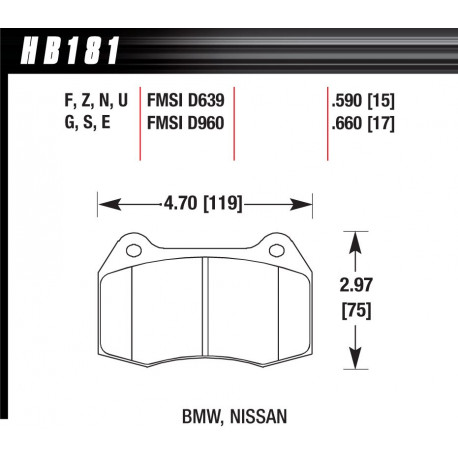 Kočione pločice HAWK performance Prednje Kočione pločice Hawk HB181G.660, Race, min-maks 90°C-465°C | race-shop.hr