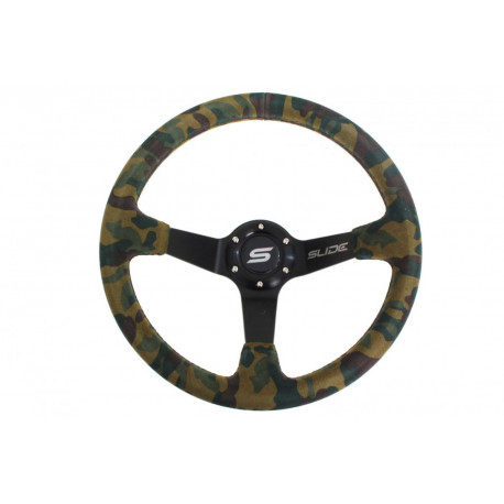Volani Sportski volan s 3 kraka Slide CAMO, 350mm, brušena koža, 90mm uvlačenje, camo/crna/zelena | race-shop.hr