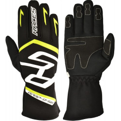 Trkaće rukavice RACES PREMIUM EVO II (unutarnje šivanje), crna/fluo žuta