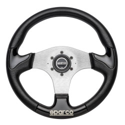 Sportski volan s 3 kraka Sparco P222, 345mm, koža, 30mm uvlačenje, crna/srebrna